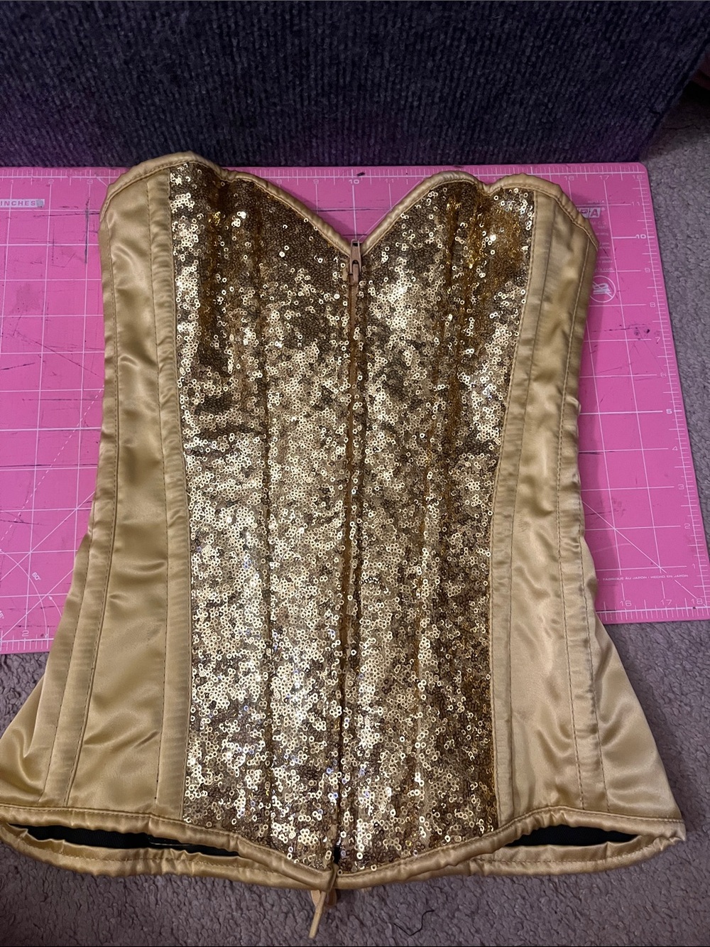 Daisy Corsets Gold Sequin Strapless Corset